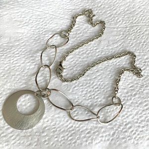 silver tone large link necklace